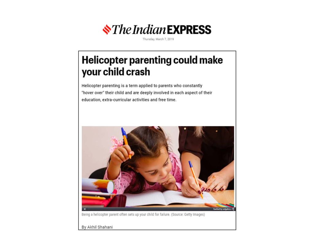 Being a helicopter parent often sets up your child for failure