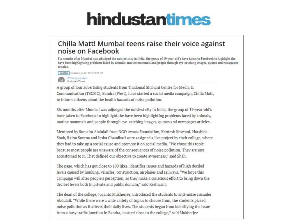 Mumbai teens raise their voice against noise on Facebook