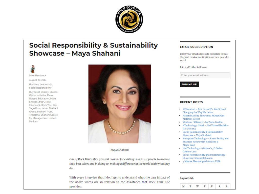 Social Responsibility & Sustainability Showcase – Maya Shahani