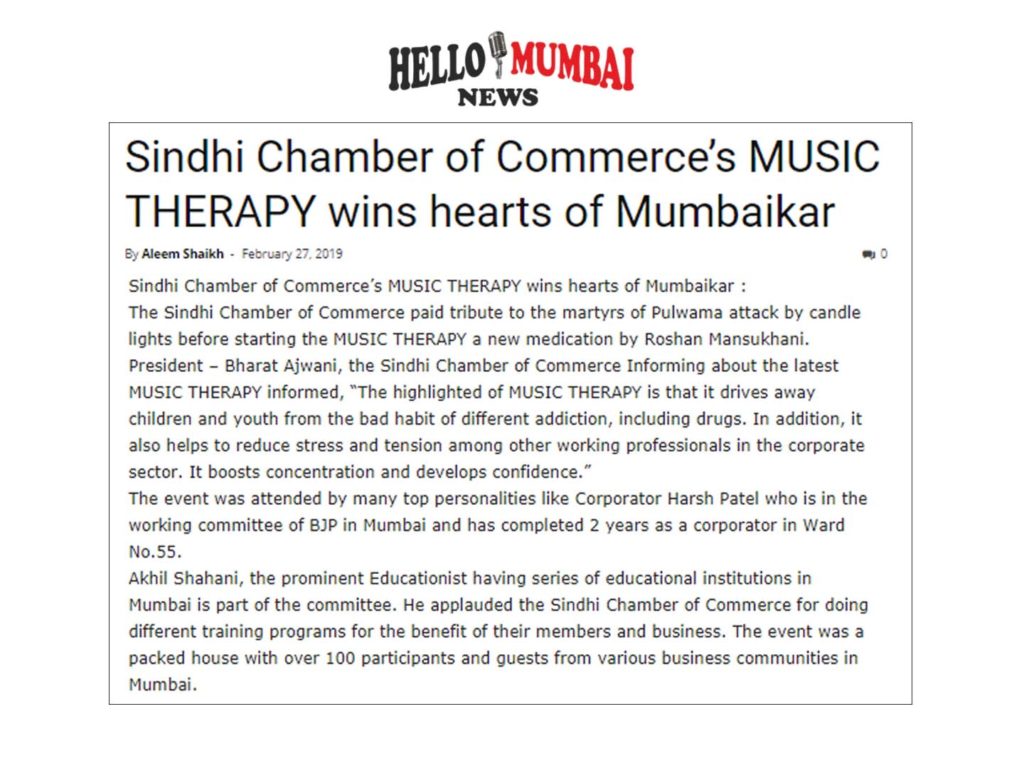 Sindhi Chamber of Commerce's Music Therapy wins hearts of Mumbai