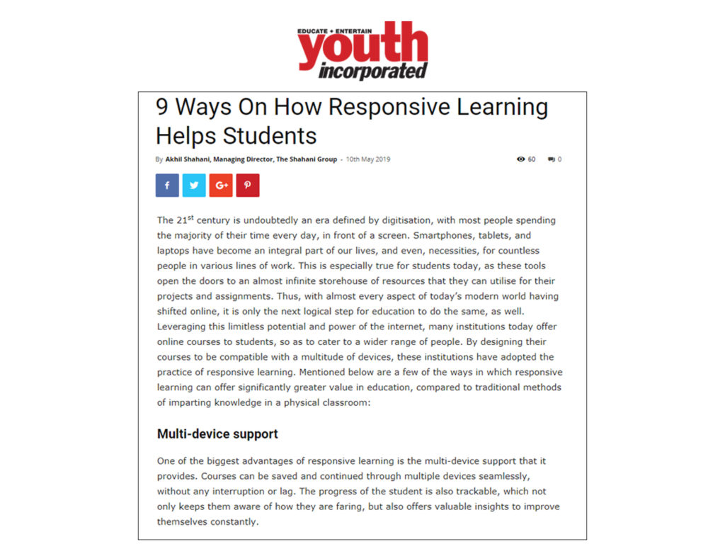 Our Managing Director, Akhil Shahani's take on Responsive Learning for Students